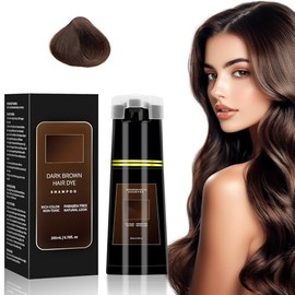 Hair Dye Shampoo, 3 in 1 Shampoo Cubre Canas 200ml, Cobertura de Canas Natural, Efecto Duradero, Champú Colorante para Cabello Hombre y Mujer. (Marrón oscuro)