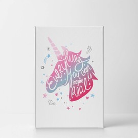 Smile Art Design Everything You Can Imagine Is Real Quote Unicorn Wall Decor CANVAS PRINT Kids Room Decor Wall Art Baby Room Decor Nursery Decor Ready to Hang Made in the USA-36x24