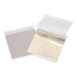 sourcing map 200pcs Leaf Sheets, 3.5" x 3.5" Foil Sheets Paper Sheets for DIY Crafts Painting Nails Resin Furniture Decoration(Light Gold)