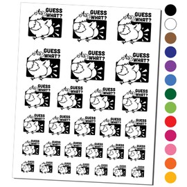 Guess What Chicken Butt Funny Temporary Tattoo Water Resistant Fake Body Art Set Collection - Black (One Sheet)