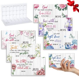 ReliThick 6 Pcs 2025 Pocket Calendar for Purse Monthly Planner Notebook Small Pocket Calendar Journals Notepads Appreciation Present Gift for Women Friends Kids Teacher School Office (Bible Flowers)