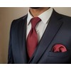 SHLAX&WING Solid Red Wedding Silk Tie Set, Men's, Pocket Square,