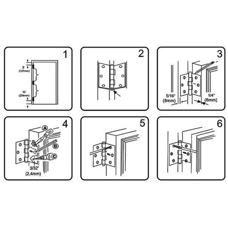 6Pcs Door Hinges,Brass Folding Hinges,Heavy Duty Ball Bearing for Gate,Window,Drawer