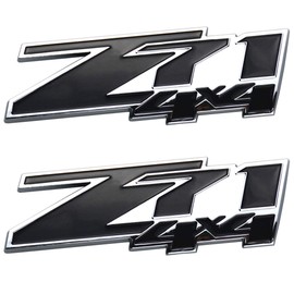 Aimoll 2pcs Z71 4x4 Emblems Badges, 3D ABS Decal Emblems Replacement for Chevy GMC Silverado (Chrome Black)