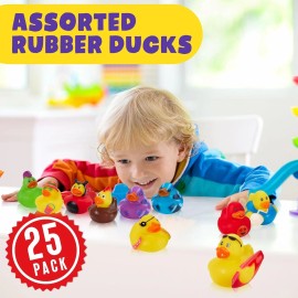 Playbees Assortment Rubber Duck Toy Duckies - 25 Pack - Stocking Stuffers, Pool Activity