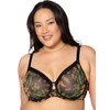 Curvy Couture Women's Sheer Mesh Full-Coverage Unlined Underwire Bra, Dragon