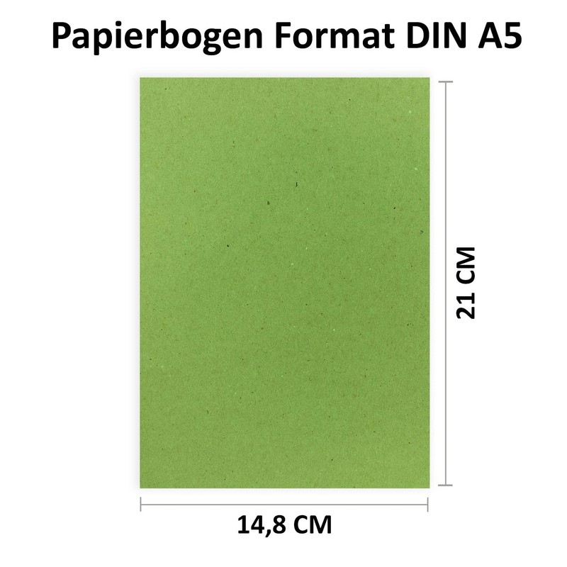 50 Sheets DIN A5 Paper - Natural Paper Light Green