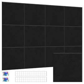 JEFURE 47"x35" Black Large Cork Board, 12 Packs Felt Wall Tiles, Push Pin Bulletin Board for Office Wall Decor, Organizer and DIY