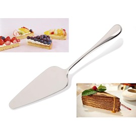 KSENDALO - Juego de 5 servidores de pastel de acero inoxidable de 7.9 pulgadas, servidor de postre profesional para pasteles, queso, pizza y más, color plateado