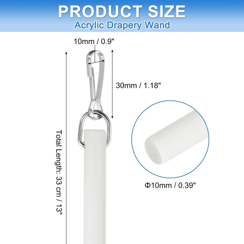 sourcing map 12" Acrylic Drapery Wand, Invisible Curtain Pull Rod