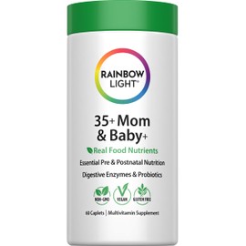 Rainbow Light 35+ Mom & Baby + Multivitamin | 60 Caplets | Prenatal and Postnatal Nutrition | Real Food Nutrients, Digestive Enzymes & Probiotics | Essential Vitamins and Minerals for Women