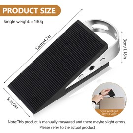 4 Pcs Rubber Door Wedges Indoors Rubber Door Stoppers for Floor Door Stops, Anti-Skid Heavy Duty Doorstops Wedge Holders with Stainless Steel Handle, Preventing Accidents