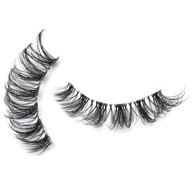 Russian Stripe Eyelashes C/D Curl Wispy Fluffy Mink Lashes 3D Fluffy Eyelash Manga Lashes Natural looking false eyelashes that look like individual clusters Mink Eye Lashes Pack (AGD05)