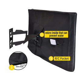 BroilPro Accessories 72" Outdoor TV Cover, Black Waterproof Universal Protector for 75"-78'' LCD, LED, Plasma Television Sets - Compatible with Standard Mounts and Stands.