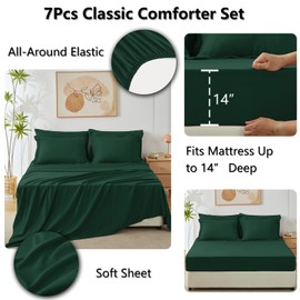 CozyLux California King Comforter Set Emerald Green - Cal King Bed in a Bag 7 Pieces, Luxury Soft Bed Set for All Seasons, Bedding Set with Comforter, Sheets, Pillowcases & Shams
