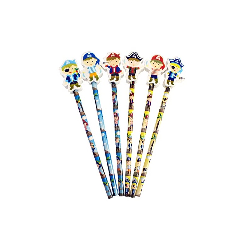 SDM 6 x Pirate Pencils With Eraser Topper Party Bag