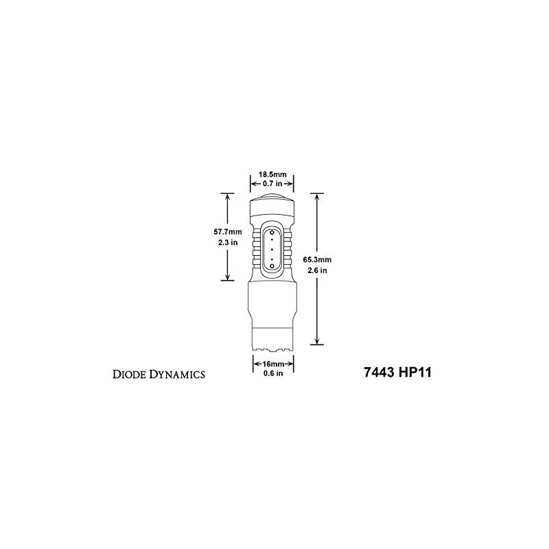 7443 LED Bulb HP11 LED Red Single Diode Dynamics