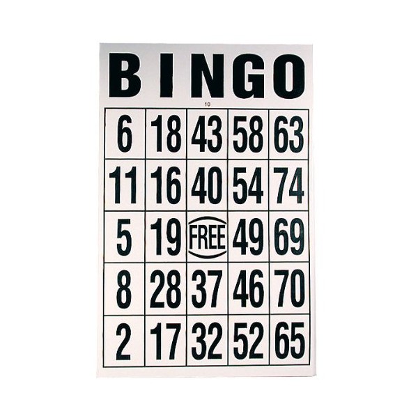 MAGNIFYING AIDS Giant Print Bingo Card Black on White Background