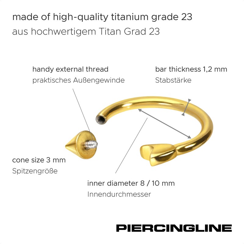 PIERCINGLINE Titanium Horseshoe Ring with Internal Thread Arrow Ear Piercing