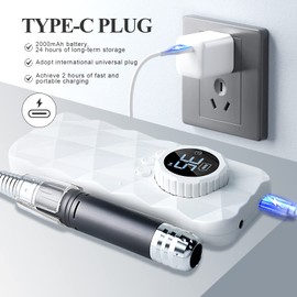 SAVILAND Professional Nail Drill: Portable 350000PRM Electric Nail File Rechargeable for Acrylic Nails Manicure Polishing Shape Acrylic Nail Tools with Drill Bits for Home and Salon Use