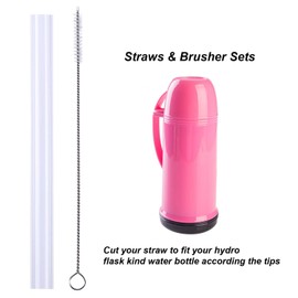 TecUnite 8 Pieces 6.7 Inch Replacement Straws Set for 12 Oz, 16 Oz, 18 oz and 20 oz Bottle with 4 Pieces Straw Cleaning Brushes for Wide Mouth Bottle Accessories