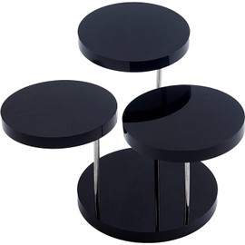 FINGERINSPIRE 3 Tier Black Acrylic Rotating Jewellery Stand Acrylic Round Barbell Pedestal Display Earring Ring Bracelet Jewellery Display Case Stand Holder for Home Organisation