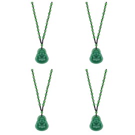 Hobbspring 4Pcs Maitreya Buddha Pendant Necklace Resin Beads Chain Necklace Feng Shui Jade Stone Chains Talisman Amulet Protection Pendant Necklace Booda Necklaces Lucky Necklace for Men Women