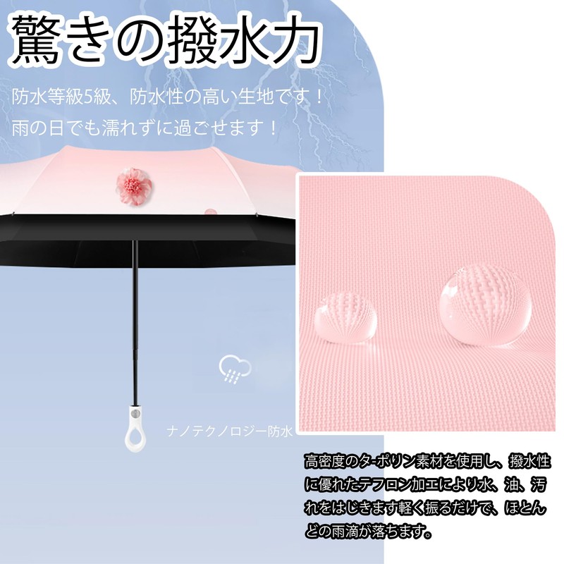 Stylish Compact Folding Gradient Umbrella Ring Handle [Flower] [One-touch Automatic