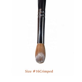 Yasterd Acrylic Nail Brushes - Kolinsky Size 16 Oval Crimped Shaped Brush for Acrylic Application, Black Wood Handle Professional Nail Art Powder Brush Manicure Tool