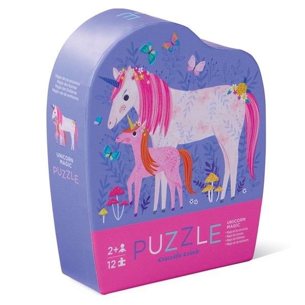 Crocodile Creek Mini Floor Puzzle - Unicorn Magic - 12 Large Jigsaw Pieces - for Kids Ages 2 Years and up - Heavy-Duty Box for Storage - Finished Puzzle is 9” x 12”