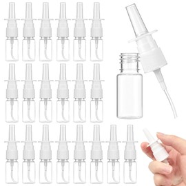 Paquete de 20 botellas de spray nasal recargables de 0.3 onzas líquidas, atomizadores de niebla fina de plástico transparente para soluciones salinas,