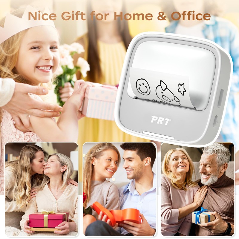 PRT Mini Sticker Printer, Portable Thermal Printer with 1 Roll