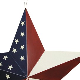 YUMBOR Rustic Metal 3D Barn Star Patriotic Wall Decor,Set of 2, American Flag Wall Star July 4th Country Americana Patriotic Wall Ornament,Outdoor Decoration 12 Inches