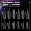 INENK No C Curve XXL Stiletto Nail Tips, Half Matte