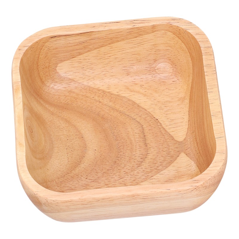 Rubber Wood Salad Bowl Handcrafted Simple Stylish Square Bowl Tableware