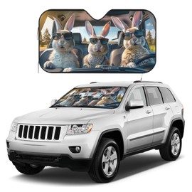 JXDXHCW Cute Rabbits Bunny Front Windshield Sunshade for Car SUV Truck Sun Visor UV Protector Cover Car Sun Shade, 55 x 30 Inch