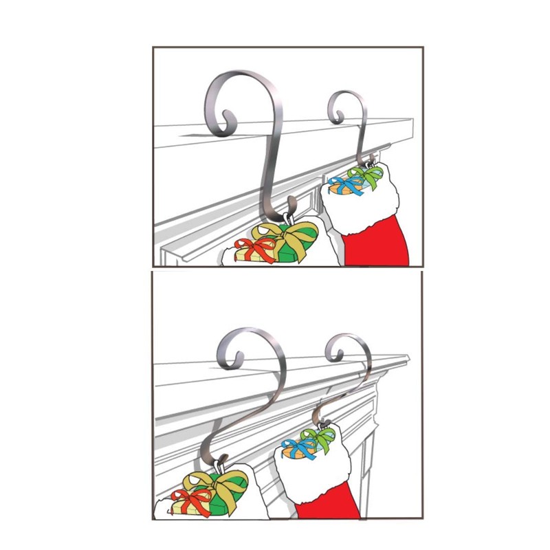 Haute Decor Stocking Scrolls Stocking Hanger- 4 Pack Holly Embossed