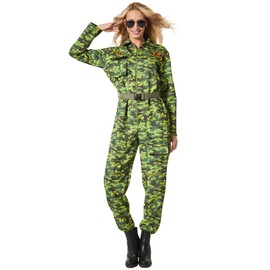 dressforfun® Women's Fancy Dress Costume - Air Force Pilot - Camouflage, M
