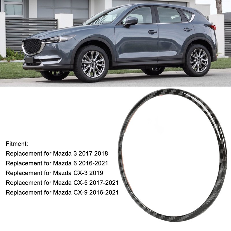 Steering Wheel Emblem Ring Carbon Fiber Look Simple Cool Replacement