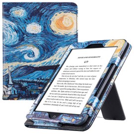 BOZHUORUI Stand Case for All-New 7.8" Nook Glowlight 4 Plus (2023 Released Only) - Premium PU Leather Sleeve Cover with Two Hand Straps (Starry Sky)