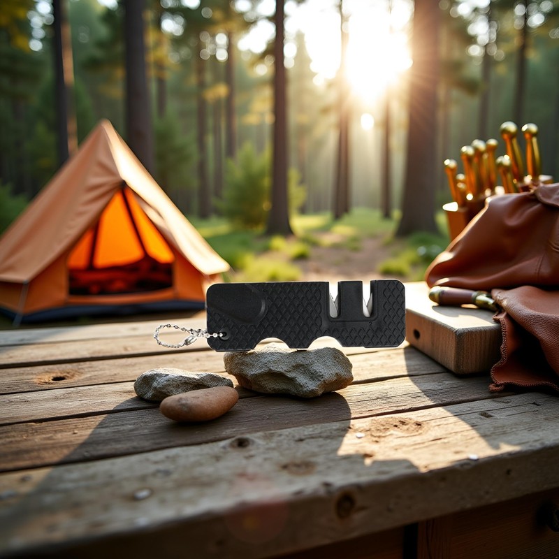 Black Pocket Knife Sharpener - Keychain Multi-Purpose Tool for Camping