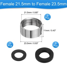 uxcell 3Pcs Faucet Adapter, Female 0.85in to Female 0.93in Kitchen Sink Stainless Steel Tap Aerator Adapter to Connect Garden Hose, Water Filter, Standard Hose Diverter