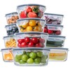 HOMBERKING 24pc Glass Food Storage Containers with Lids, Glass Meal