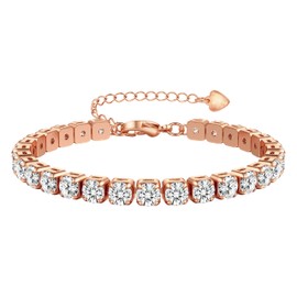 Adramata Women's Silver Tennis Bracelet 14K Gold-Plated Diamond Zirconia Bracelets 3/4/5 mm Gift with Box