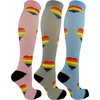3 Pair Large/X-Large Premium Quality Colorful Moderate Graduated Compression Socks