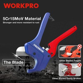 WORKPRO Ratchet PVC Pipe Cutter Up to 1-5/8" Plastic Pipe and Tubing Cutter USA