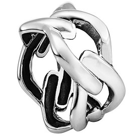 Vinani Ring Design Curb Chain Intertwined Wide Shiny Sterling Silver 925 2RTU, Sterling Silver