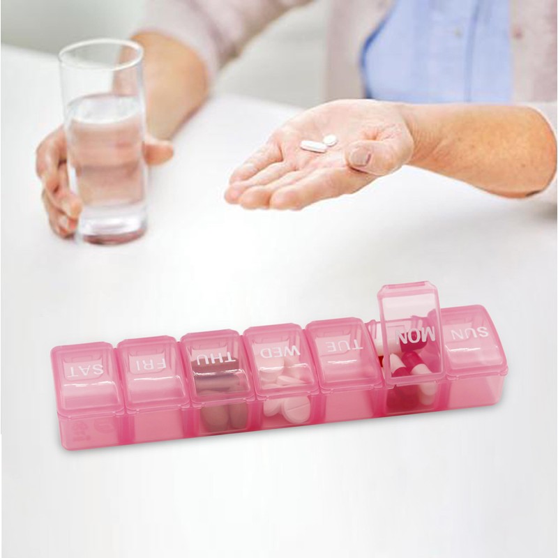 2 PCS Small Weekly Pill Organizer 7 Days,Pocket Daily Pill
