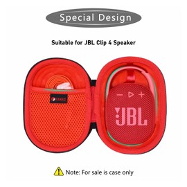 XANAD Hard Case for JBL Clip 4 or Clip 5 Portable Bluetooth Speaker - Storage Protective Travel Carrying Bag-Red