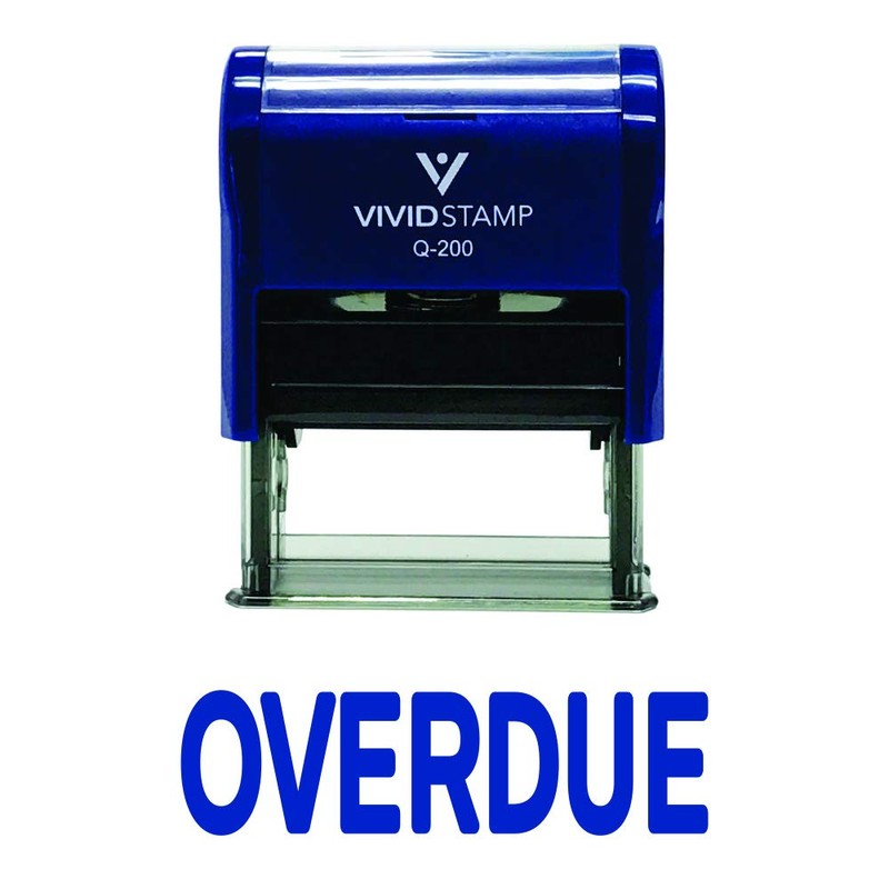 OVERDUE Self Inking Rubber Stamp (Blue Ink) - Medium